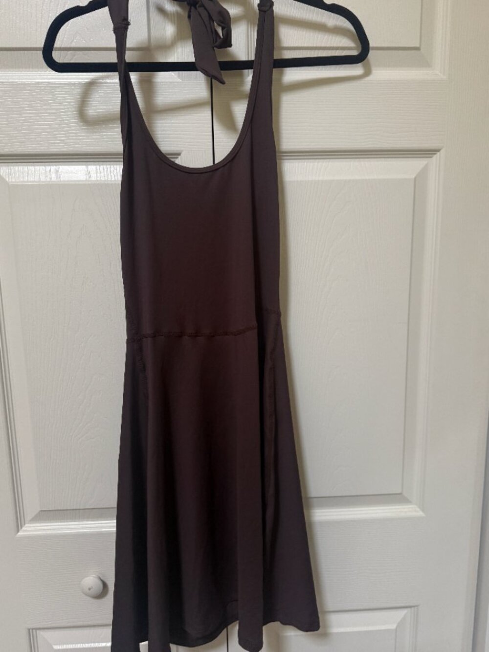 SHEIN Dark Plum Halter Tie-Back Athletic Mini Dress S